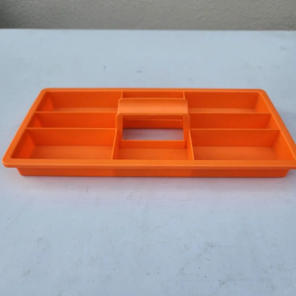 NEW Drawer Organizer Craft Divider with Handle Orange Divided Caddy Arts Crafts